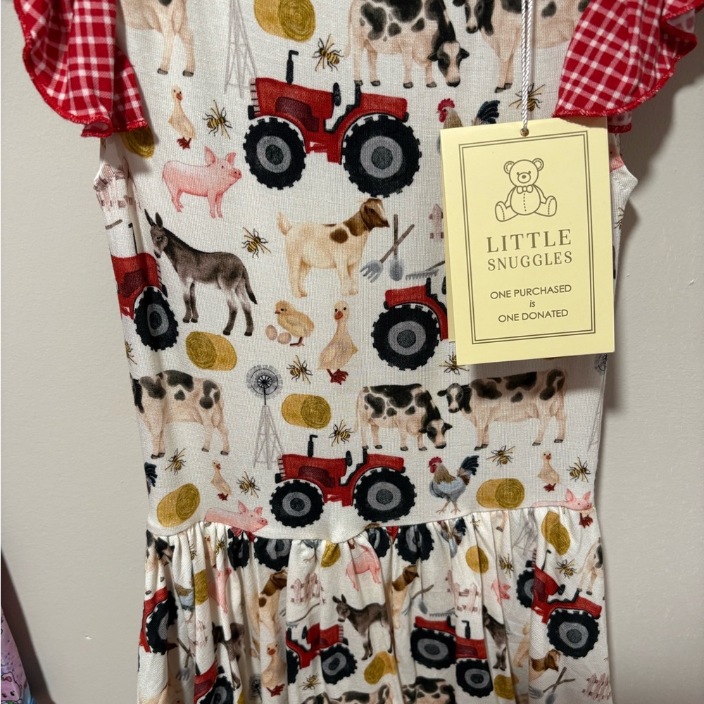 Farm Print Bodysuit - Red and White